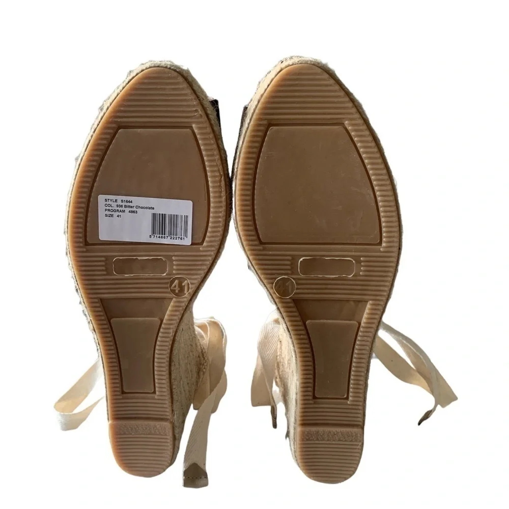 𝅺NWT Ganni Lace-up Jute Wedge Espadrilles Bitter Chocolate Coastal Size 11